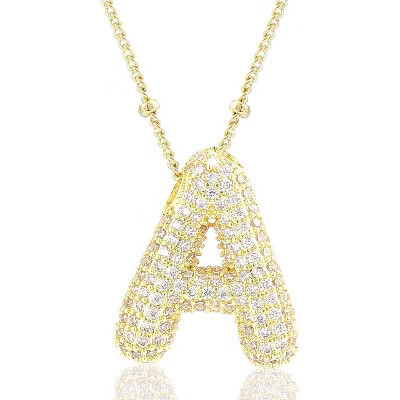 Summit Adventure 14K Gold Initial Necklace – Personalized Bubble Letter Pendant, Dainty Women’s Jewelry | Target