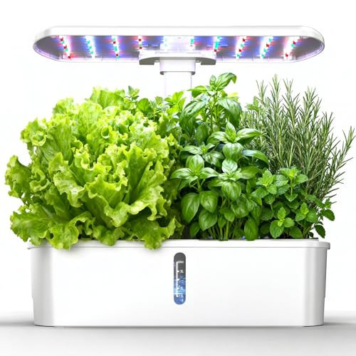 Ambgrow Smart Hydroponics Growing System Kit,12 Pods Indoor Herb Garden with 24W LED Grow Light Planting Adjustable Height Up to 13", Quiet Water Pump, Ideal Gift for All Ages | Amazon (US)