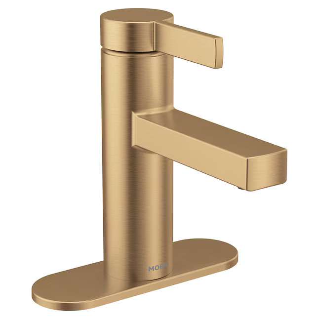Moen Beric Bronzed Gold Single hole 1-handle WaterSense Low-arc Residential Handle Bathroom Sink ... | Lowe's