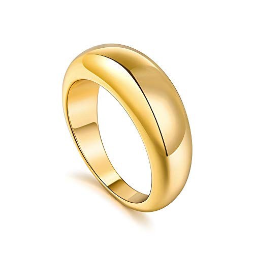 Amazon.com: micuco Thick Chunky Dome Rings for Women 14K Gold Plated Statement Ring 14K Gold Plat... | Amazon (US)