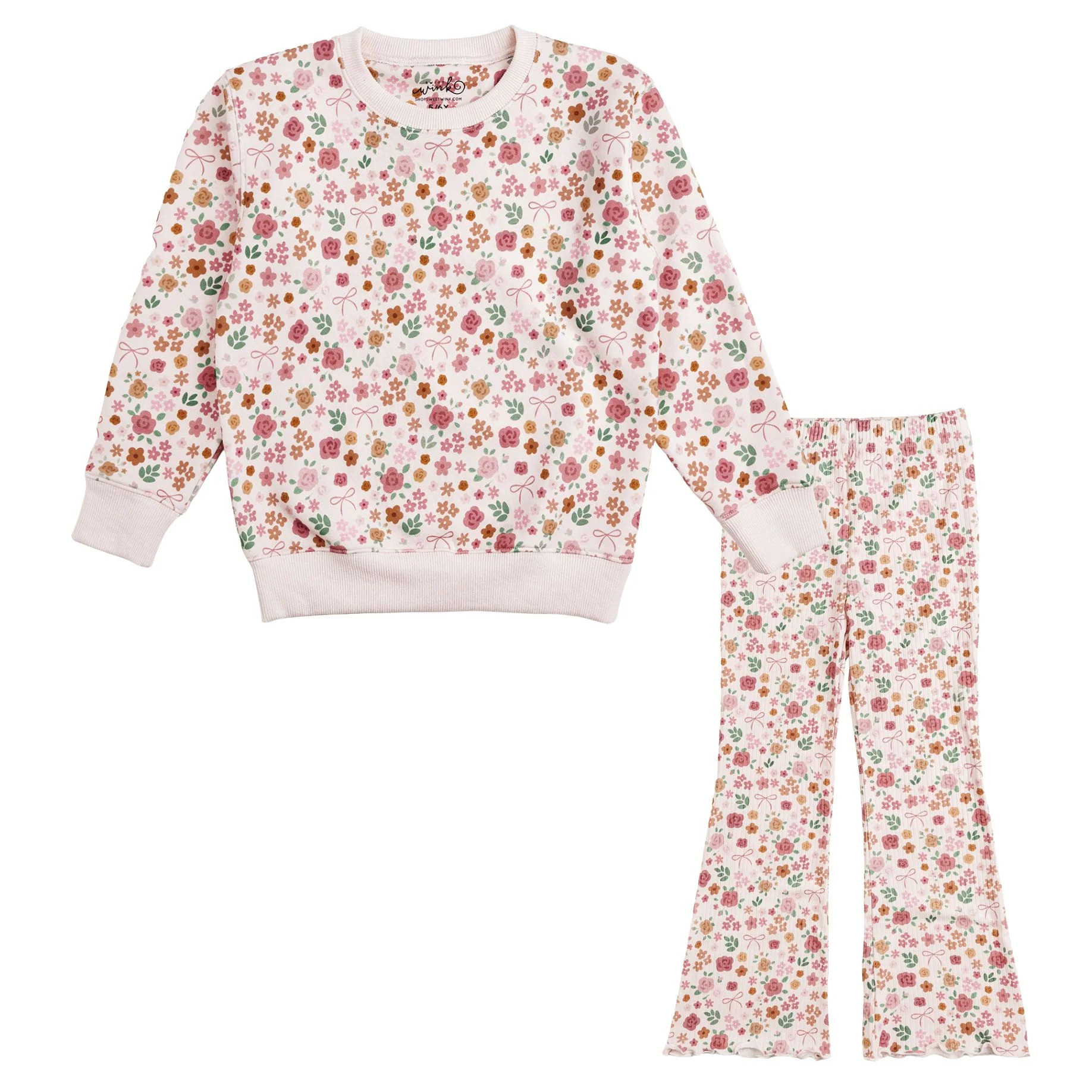 Berry Floral Sweatshirt & Flare Legging Set | Sweet Wink