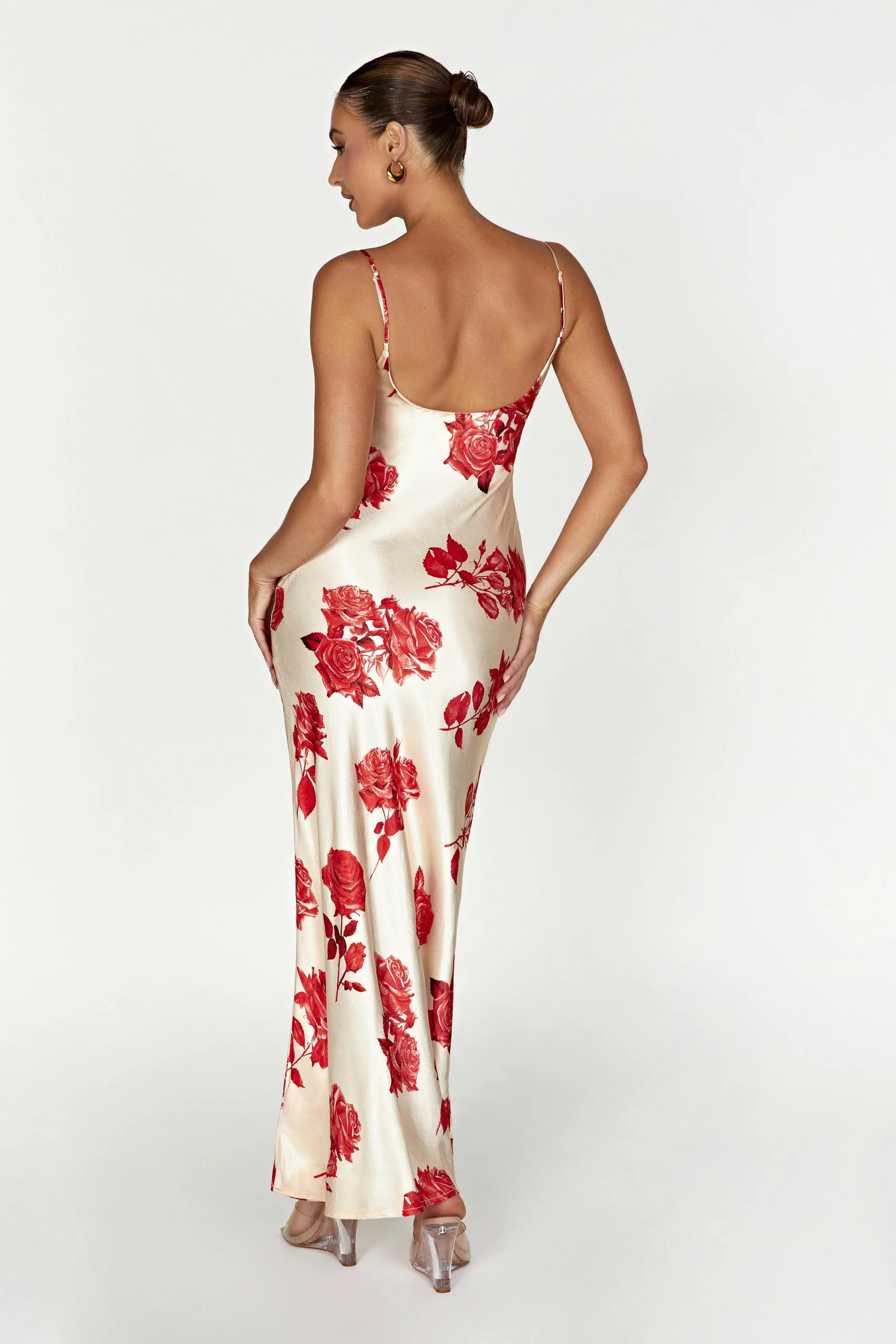 Rosalie Satin Maxi Dress - Rose Print | Meshki (APAC)