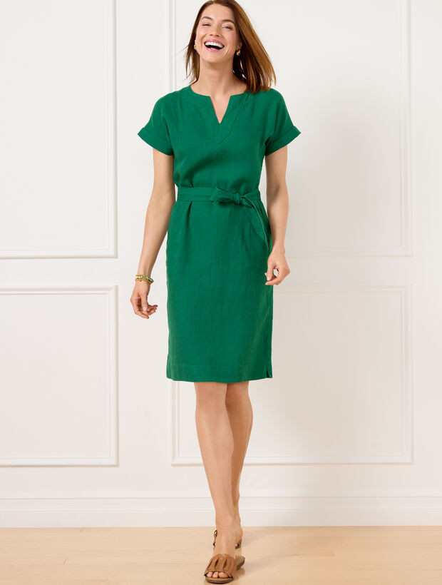 Linen Belted Shift Dress | Talbots