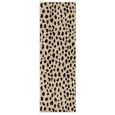2'3""x7' Daffodil Leopard Print Woven Rug Black/White - Opalhouse | Target