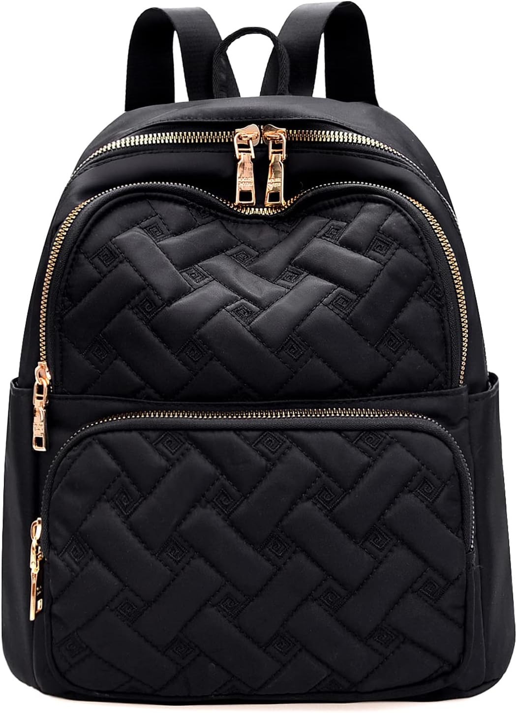 Backpack for Women, Nylon Travel Backpack Purse Black Small School Bag for Girls (Square Quilited... | Amazon (US)