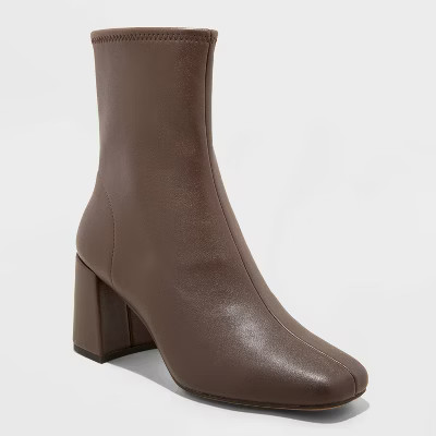 Women's Pippa Stretch Ankle Boots - A New Day™ Brown 8 | Target