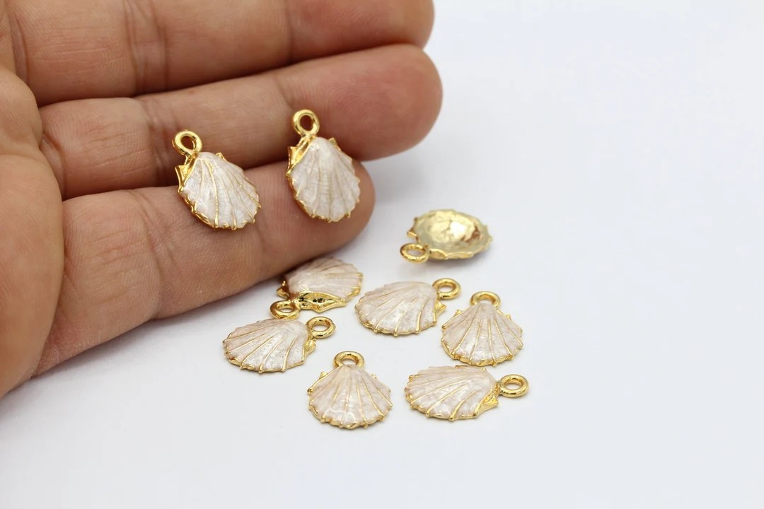 12x18mm 24 k Shiny Gold Plated Oyster Charms , Enamel Oyster Charms , Shell Charms - GLD425 | Etsy (US)