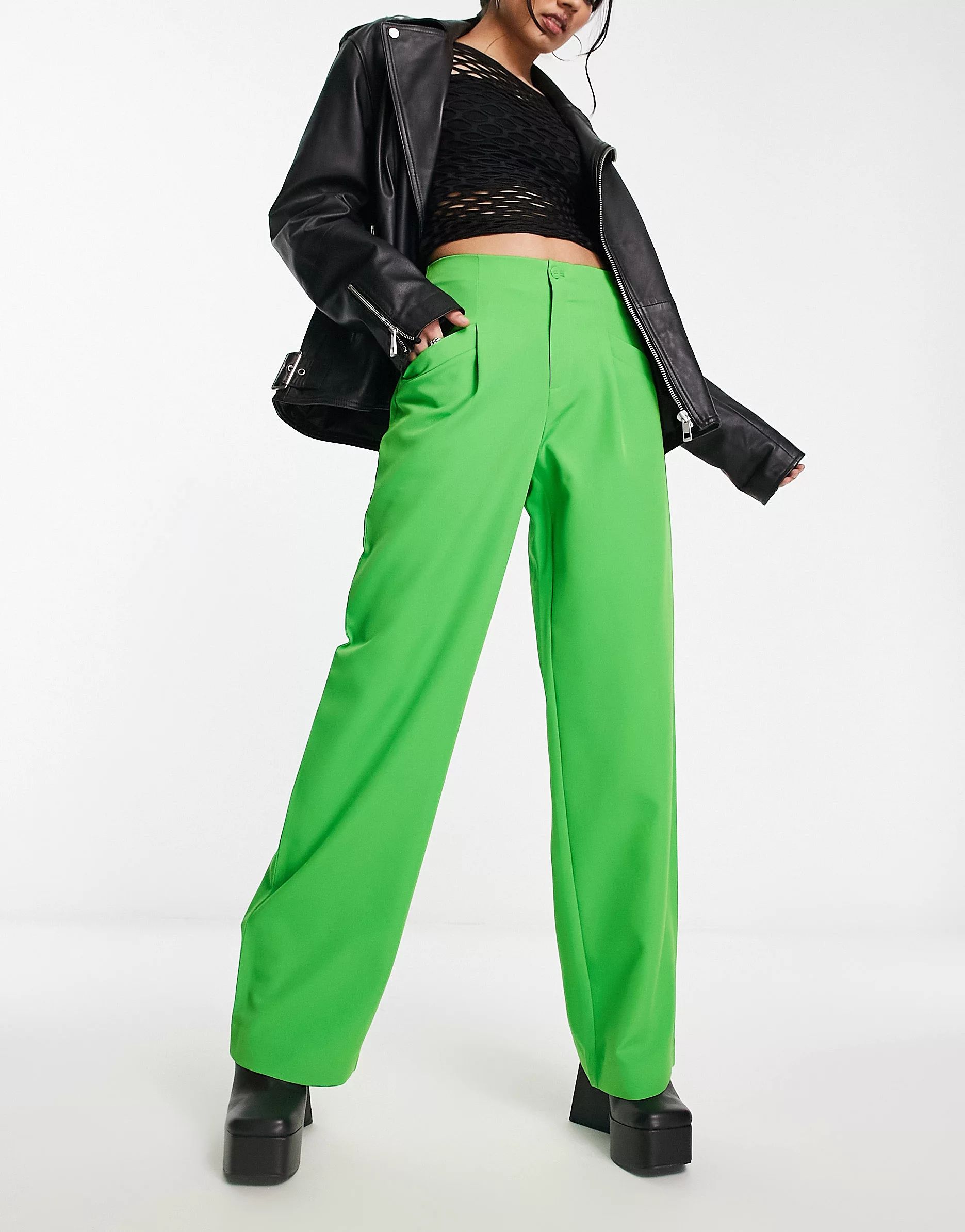 Only high waist wide leg pants in bright green - part of a set  | ASOS | ASOS (Global)