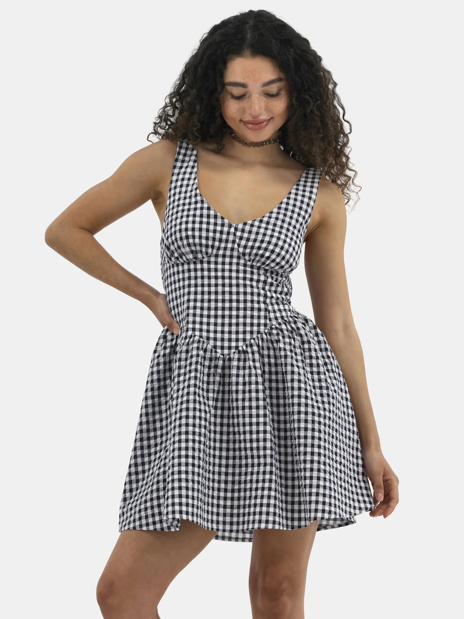 No Boundaries Cotton Fit and Flare Corset Dress, Women’s | Walmart (US)
