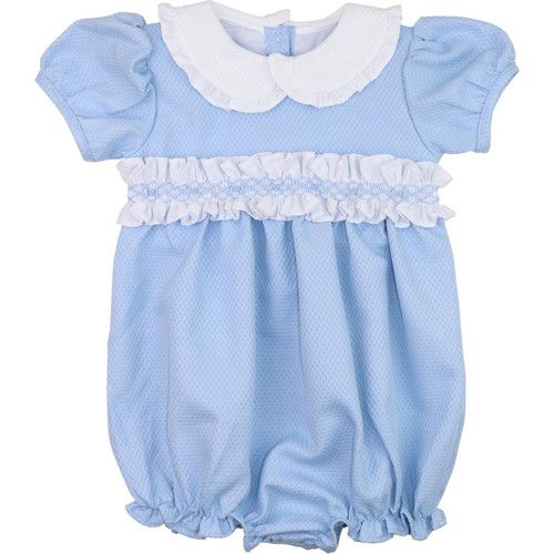 Blue Smocked Honeycomb Bubble | Cecil and Lou