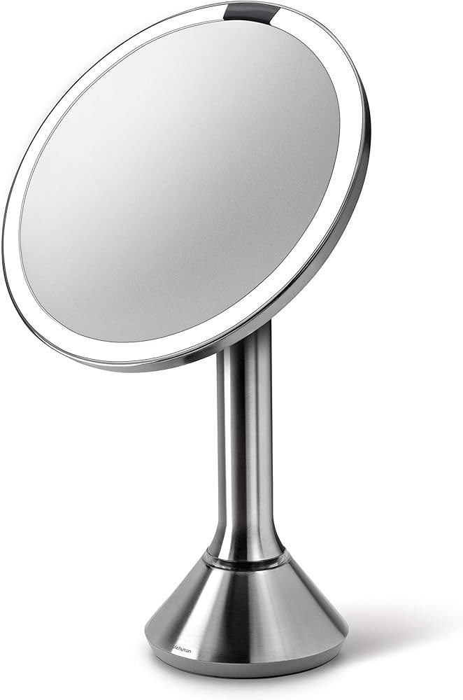simplehuman Sensor Lighted Makeup Vanity Mirror 8" Round, 5X Magnification, Stainless Steel, Rech... | Amazon (US)