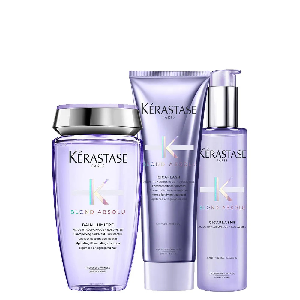 Kit Kérastase Blond Absolu -  Shampoo Lumiére 250 ml + Condicionador Cicaflash 250 ml + Sérum ... | Amobeleza (BR)