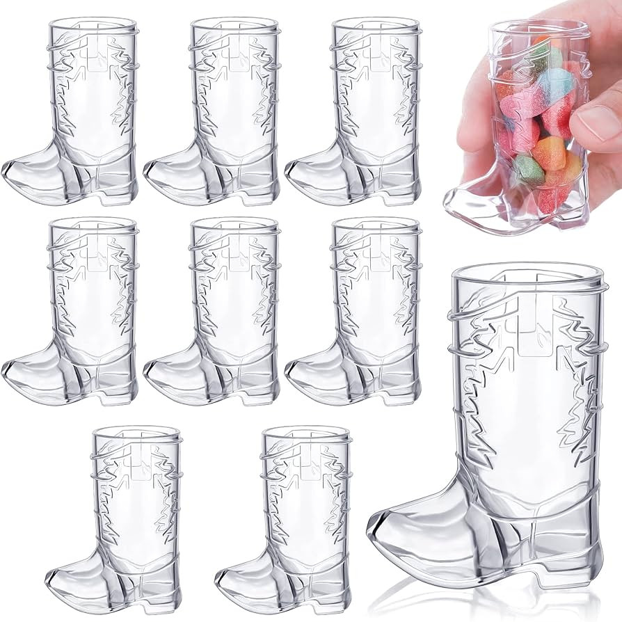 ADXCO 9 Pieces Mini Plastic Cowboy Boot Glasses 1 oz Western Plastic Beer Mugs Reusable Cowboy Bo... | Amazon (US)