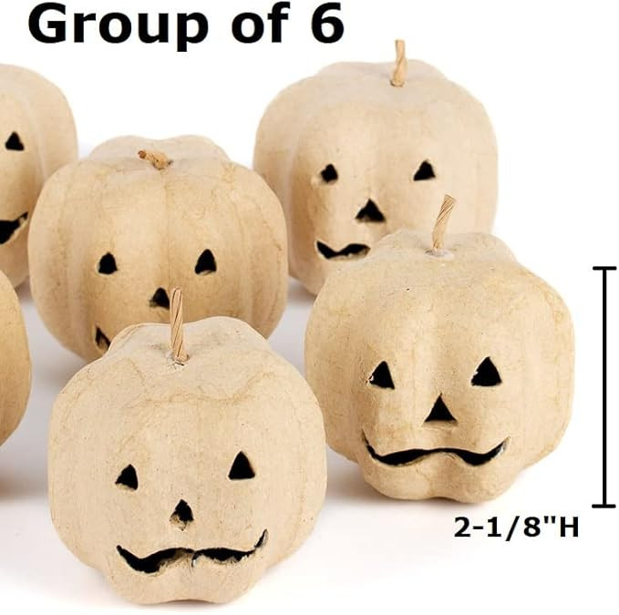 Factory Direct Craft Pack of 6 Paper Mache Jack O' Lantern Pumpkins - Small Papier Mache Carved F... | Amazon (US)