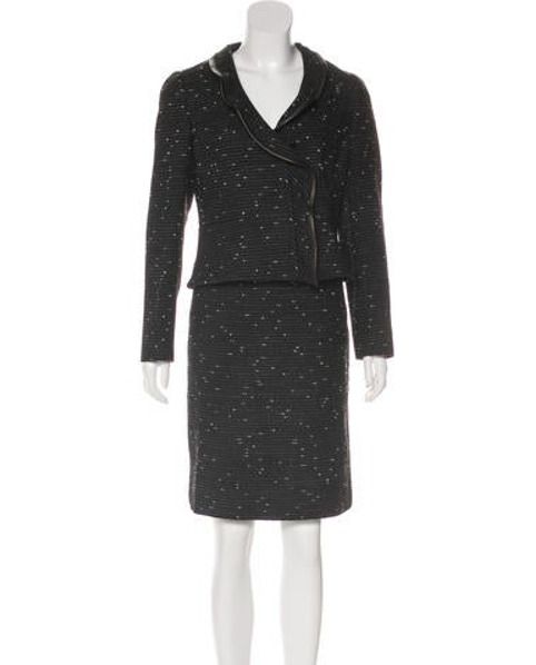 Valentino Tweed Skirt Suit Black | The RealReal