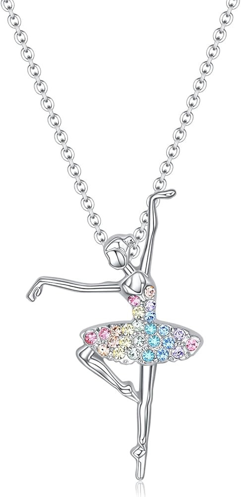 luomart Girls Necklace Ballerina Ballet Recital Gifts for Women,Rainbow Dancer Dance Pendant Jewe... | Amazon (US)