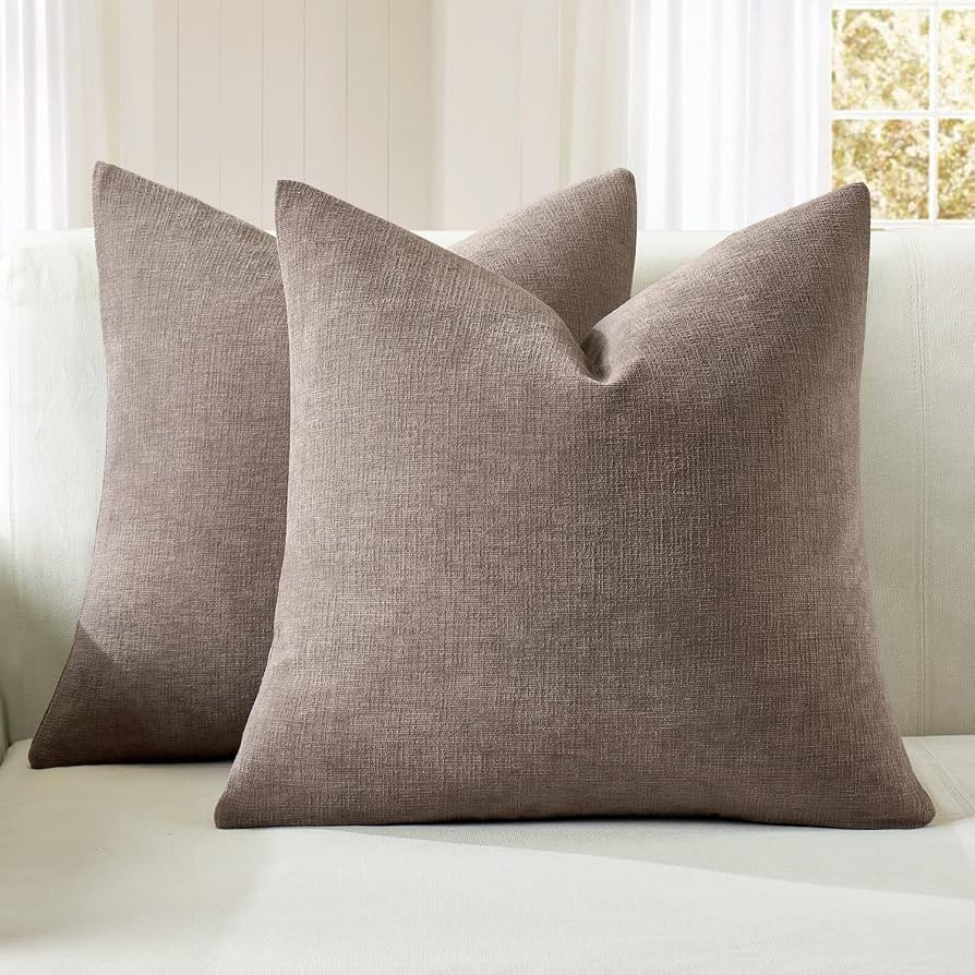 MIULEE Brown Chenille Couch Throw Pillow Covers, 18x18 | Amazon (US)