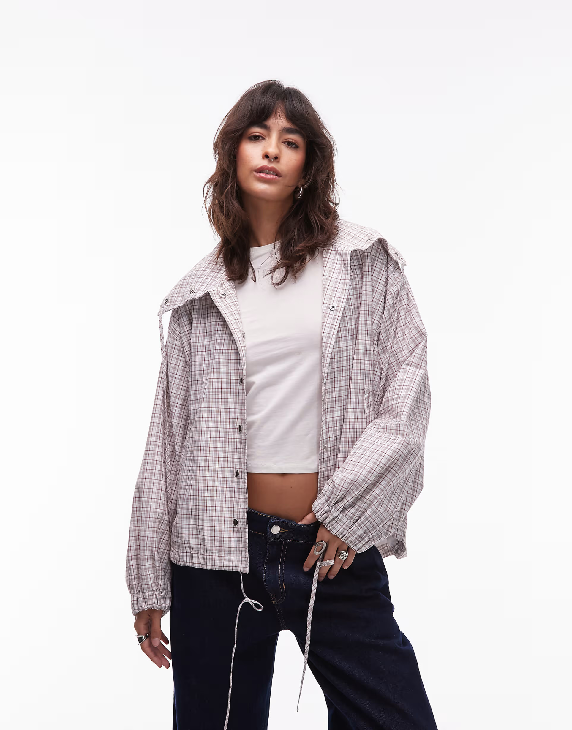 ASOS DESIGN collared button up shirt jacket in plaid | ASOS (Global)