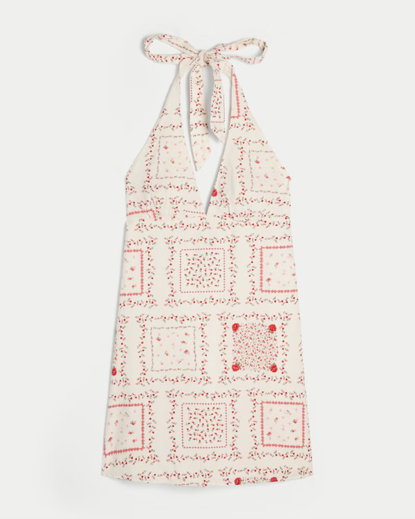 Open Back Linen-Blend Halter Dress | Hollister (US)