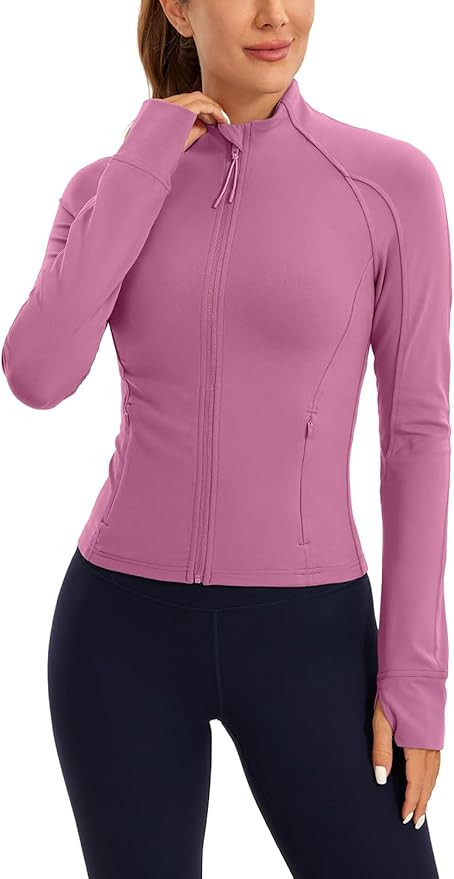 CRZ YOGA Butterluxe Womens Cropped Slim Fit Workout Jackets - Weightless Track Athletic Full Zip ... | Amazon (US)