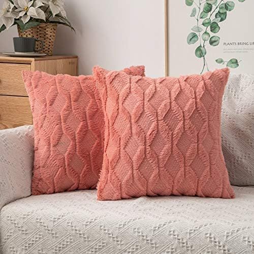 MIULEE Pack of 2 Embroidered Faux Wool Throw Pillow Covers Decorative Pillowcase Cushion Case for Co | Amazon (US)