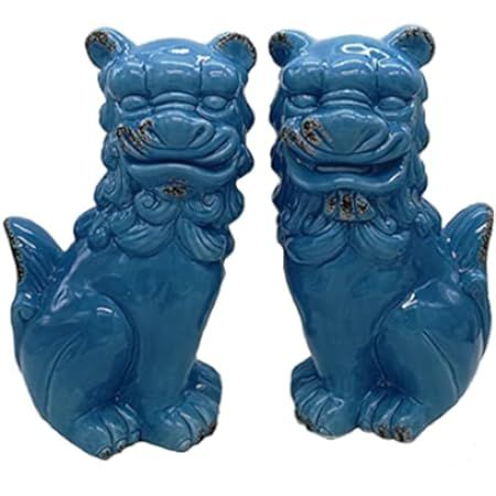 Feng Shui Foo Dog Lion,Ceramics Wealth Porsperity Pair of Brass Fu Foo Dogs Guardian Lion Statues... | Amazon (US)