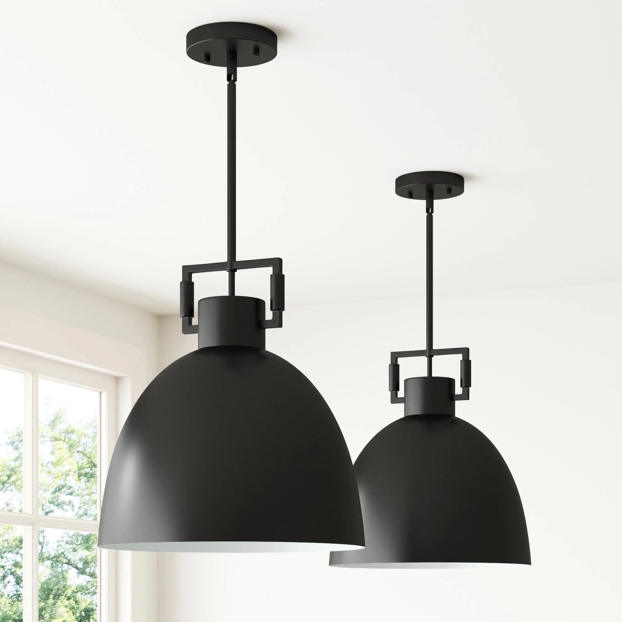 Metal Dome Pendant Lights Black (Set of 2) | Nathan James