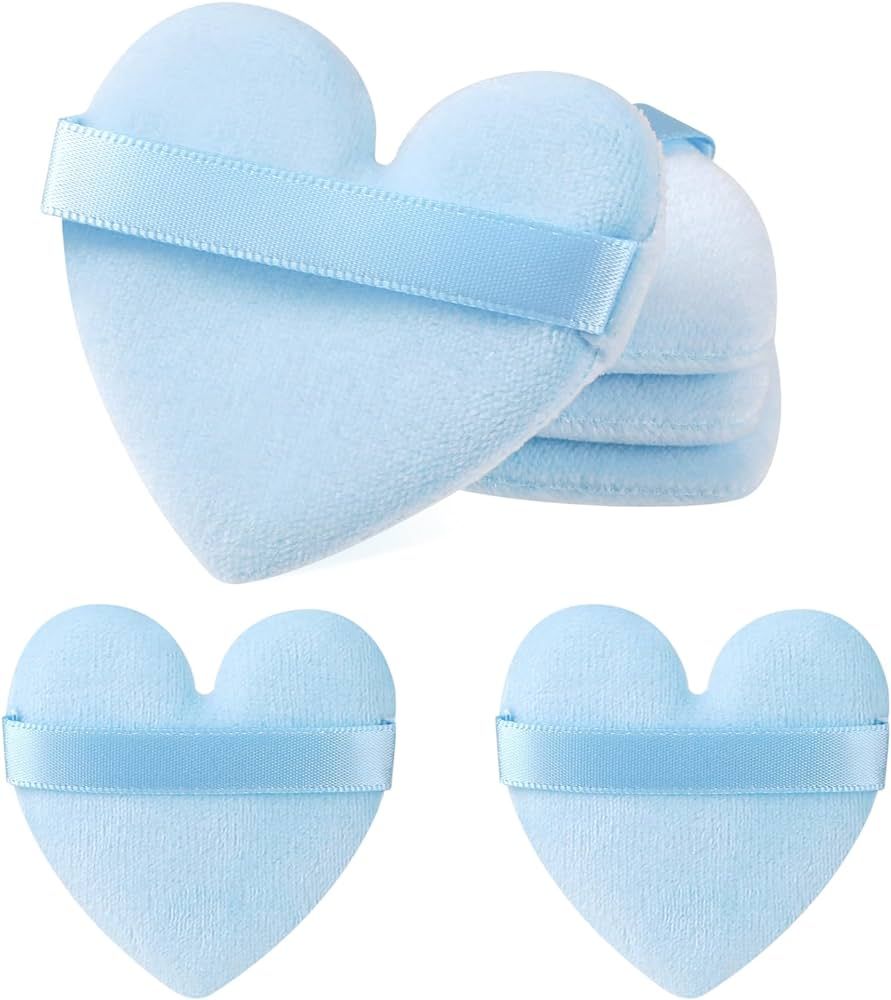 6 Pieces Heart Shape Powder Puff, Soft Makeup Puff Foundation Sponge Cushion Puff Makeup Applicat... | Amazon (US)