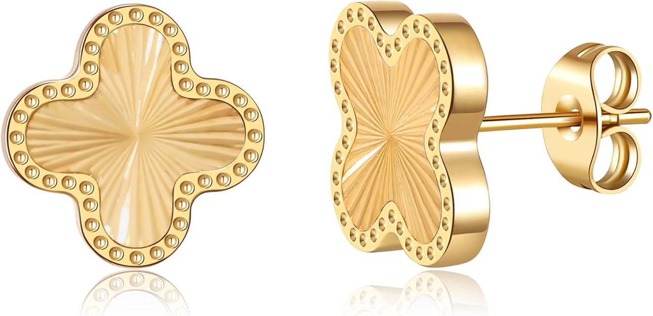 18K Gold Plated Clover Earrings for Women Four Leaf Clover Stud Earrings Lucky Dangle Earrings Si... | Amazon (US)