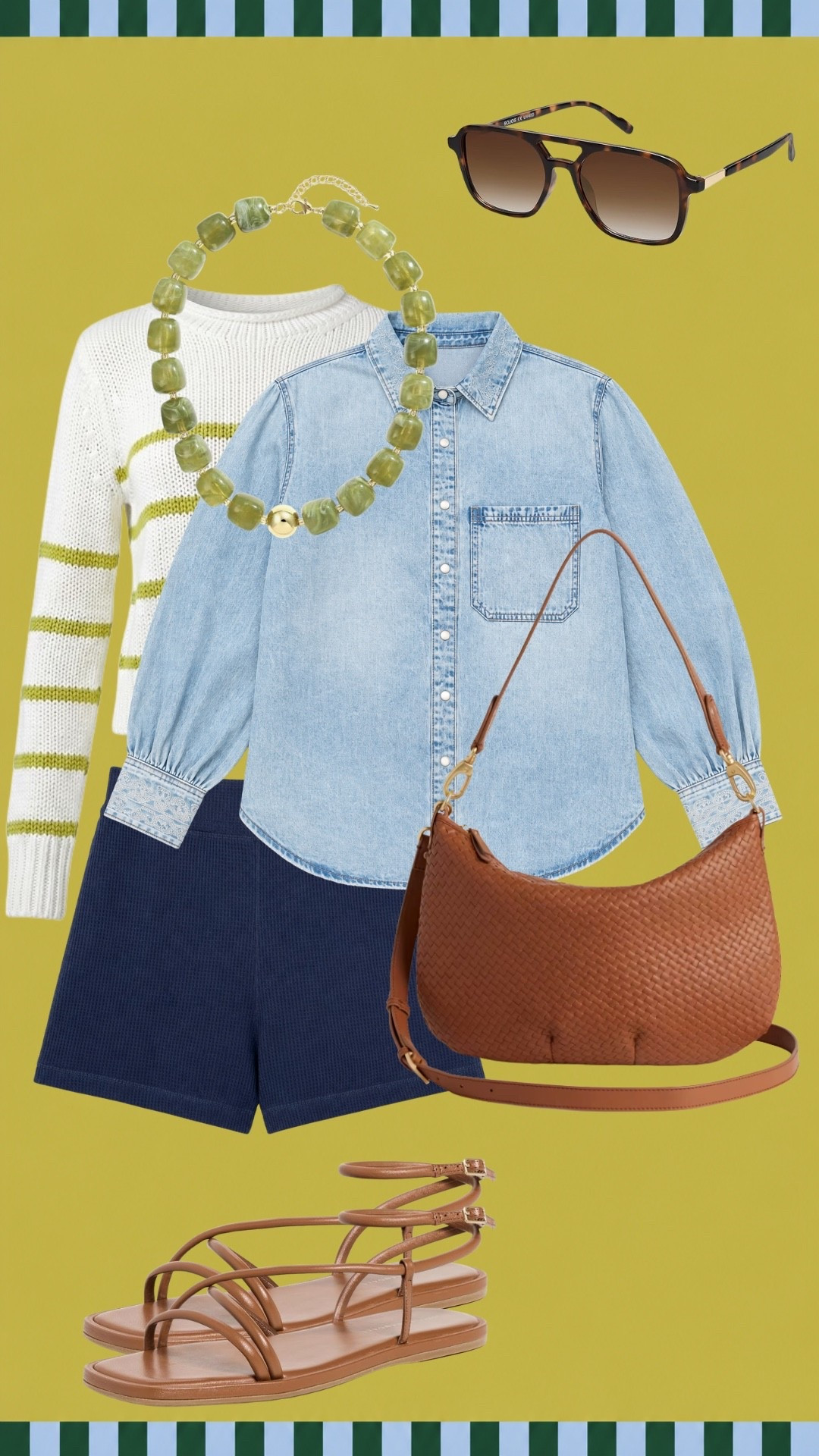 Such a cute transitional outfit for late summer into fall! Wear the denim top now, then layer the striped sweater when it cools down.

#LTKmomlife #LTKgrwm #LTKdayinmylife