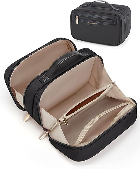 BAGSMART Travel Makeup Bag, Make Up Bag with Multiple Compartments for Organizer, Durable & Compa... | Amazon (US)