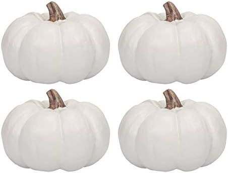 Elanze Designs Classic White 6 inch Resin Harvest Decorative Pumpkins Pack of 4 | Amazon (US)