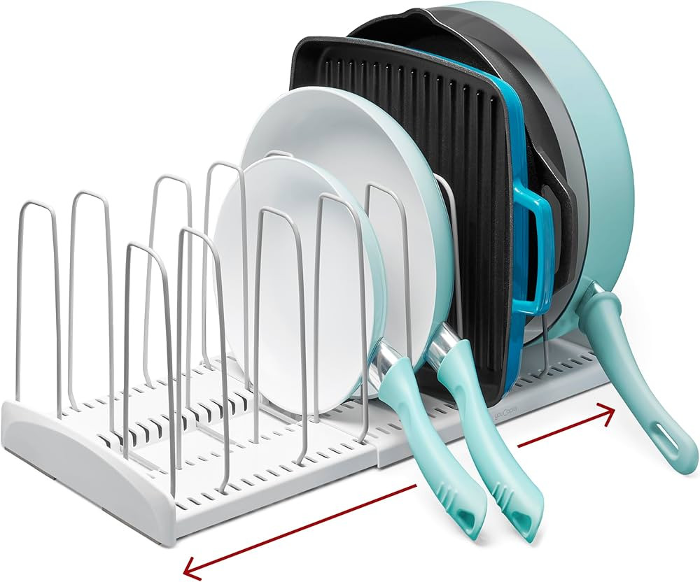 YouCopia StoreMore Expandable Cookware Rack Adjustable Pan Organizer for Kitchen Cabinet Storage,... | Amazon (US)