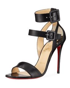 Multipot Leather Ankle-Wrap Red Sole Sandals | Bergdorf Goodman