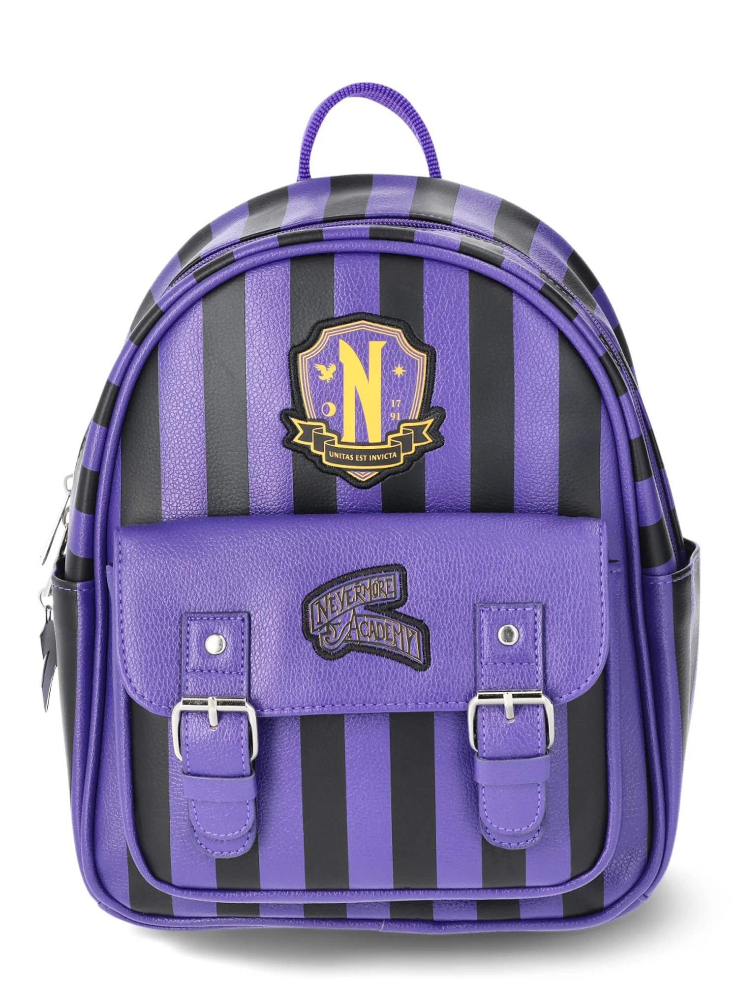 Wednesday Addams Nevermore Academy Women's Striped Mini Backpack, Purple/Black | Walmart (US)