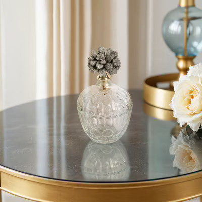 Glass and Crystal Decorative Jar with Modern Ornamental Lid - Textured Art Design - Stylish Contemporary Casual Home Décor - 6" Clear | Target
