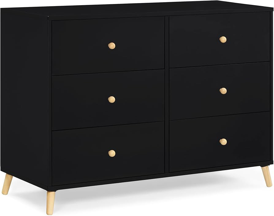 Delta Children Essex 6 Drawer Dresser, Black/Natural | Amazon (US)