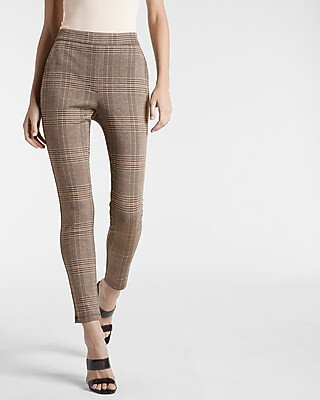 High Waisted Pull-On Plaid Stirrup Pant | Express