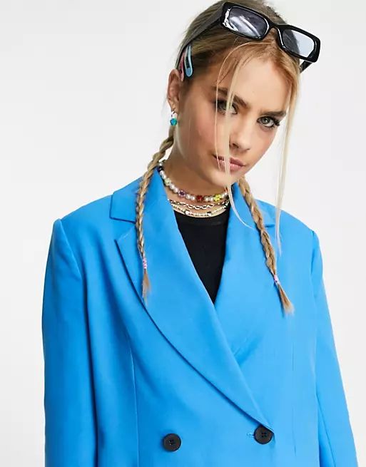 Pull&Bear cropped blazer in electric blue | ASOS (Global)
