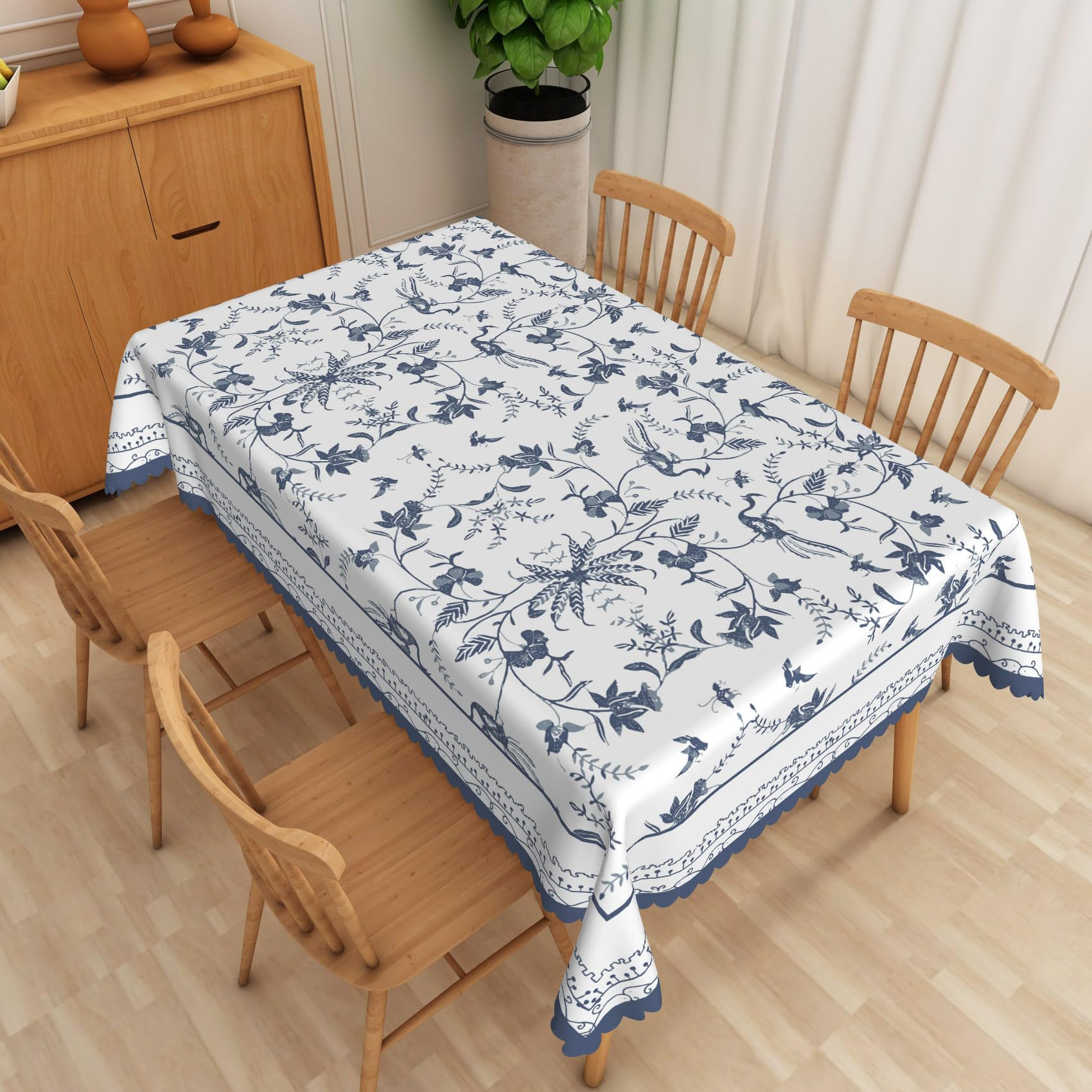 Baocicco Blue Floral Rectangular Tablecloth Blue and White French Country Tablecloths Rustic Flowers Stain Proof Table Cover for Farmhouse Decor Indoor Outdoor Table Picnic Dinner Decor 60x120 Inch | Amazon (US)