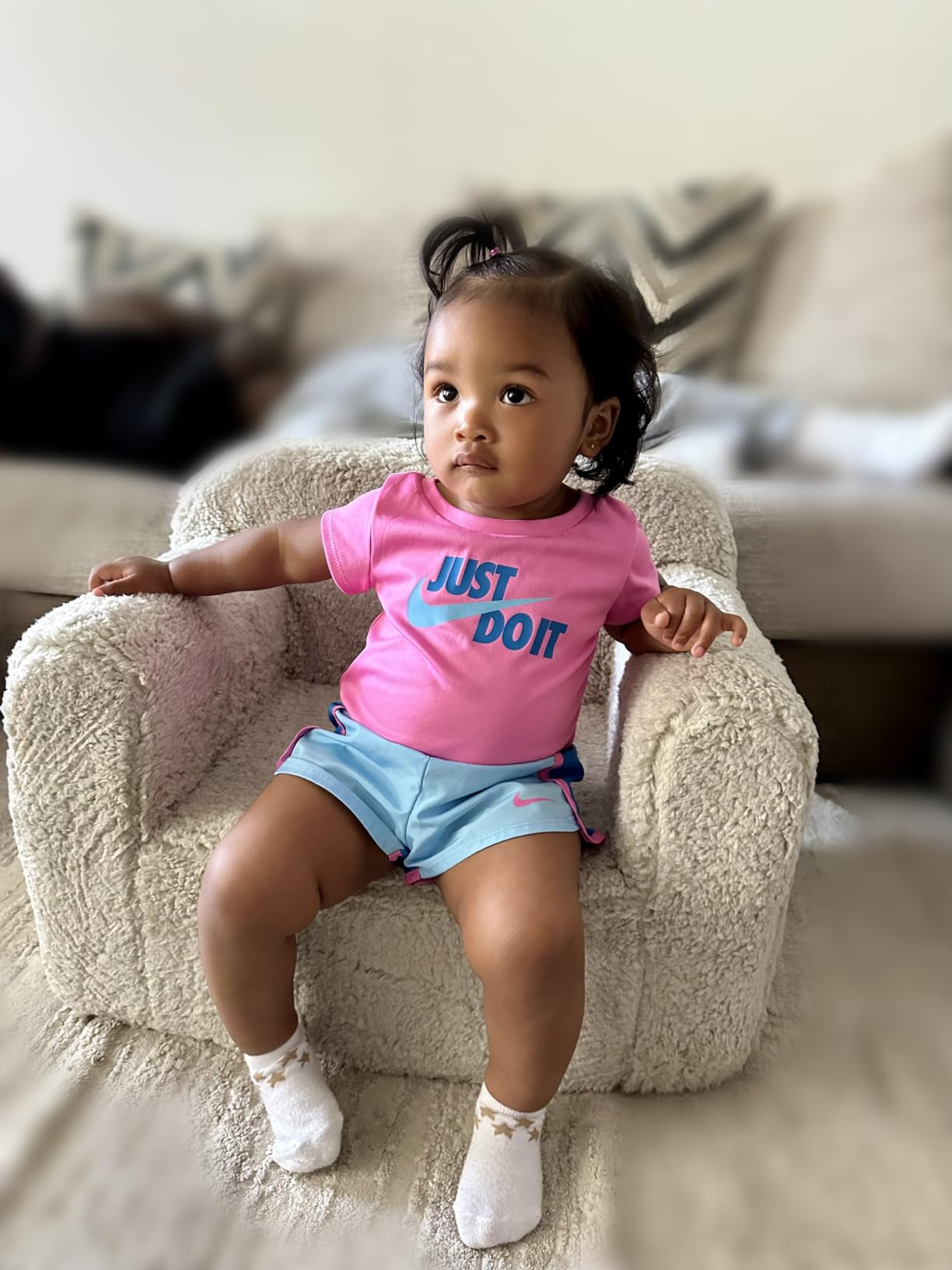 Kids Snuggly-Soft Sherpa Chair, Cuddly Toddler Foam Chair for Boys and Girls, Cream | Amazon (US)