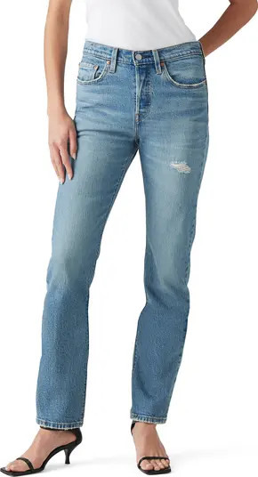 501® High Waist Distressed Straight Leg Jeans | Nordstrom