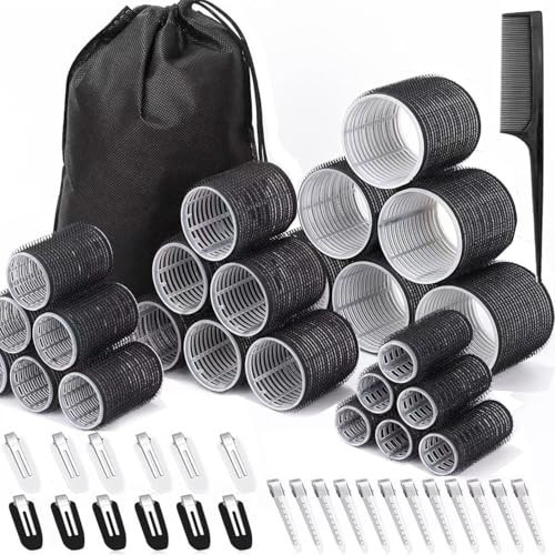 50PCS Hair Curlers Rollers with Clips Hair Rollers with 4 Sizes (60/48/36/25mm) Rollers for Hair for Large Long, Medium, Short, Thick & Fine Hair for Volume, Lift & DIY Styling | Amazon (UK)
