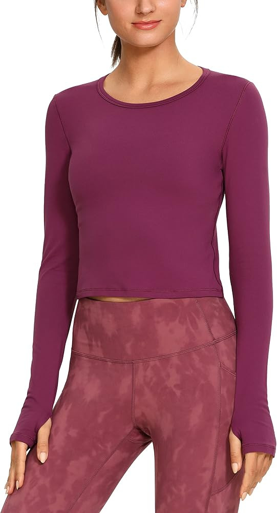 CRZ YOGA Long Sleeve Crop Tops for Women Workout Cropped Top Yoga Slim Fit Athletic Gym Shirts wi... | Amazon (US)