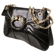 Tom Ford for Gucci Black Python Skin Jeweled Dragon Bamboo Chain Shoulder Bag