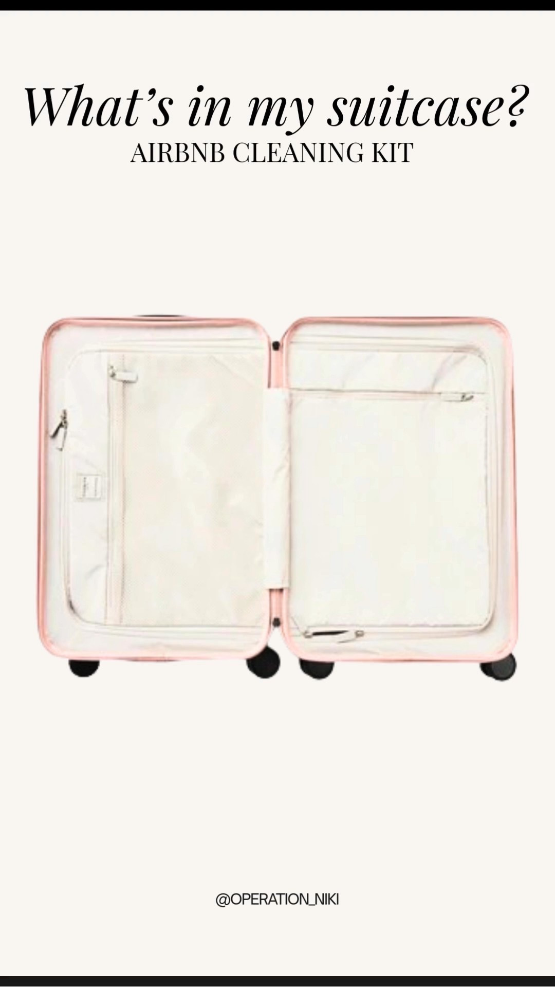 Packing light… but packing CLEAN 🧼🧳✨ Here’s my Airbnb Cleaning Kit — the little essentials that keep every stay feeling fresh, cozy, and totally stress-free. 

Follow for more @OPERATION_NIKI on IG, TikTok, & Facebook 💛 

#AirbnbCleaningKit #TravelEssentials #CleanGirlAesthetic #CleaningMustHaves #DisinfectingEssentials #StayFresh #CozyVibesOnly #CleanTok #AmazonFinds #TravelHacks #AestheticCleaning #OperationNiki #LTKselfcare

#LTKHome #LTKFindsUnder50 #LTKGiftGuide