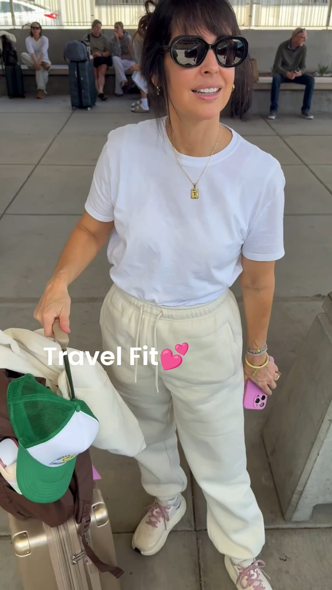 Travel FIT!! My Favorites for 18 hours on a plane! Comfiest sweats, perfect sunnies, fav tee, best walking shoes and more!!