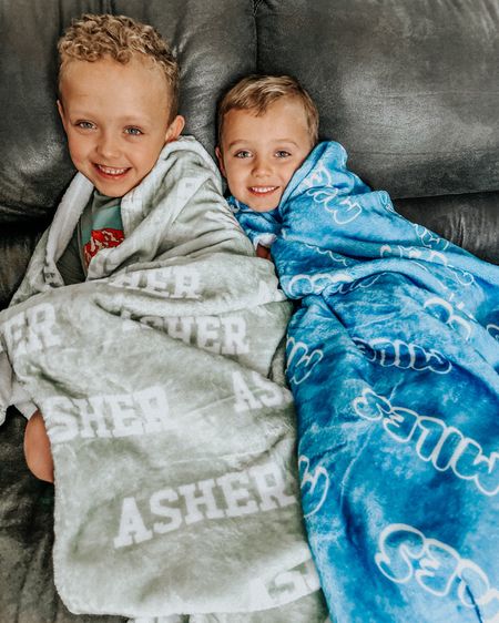 Cozying up with our personalized blankets and swaddles from @thelittlelemonscompany #ad 🤍

The boys have been dragging their blankets all over the house! 

