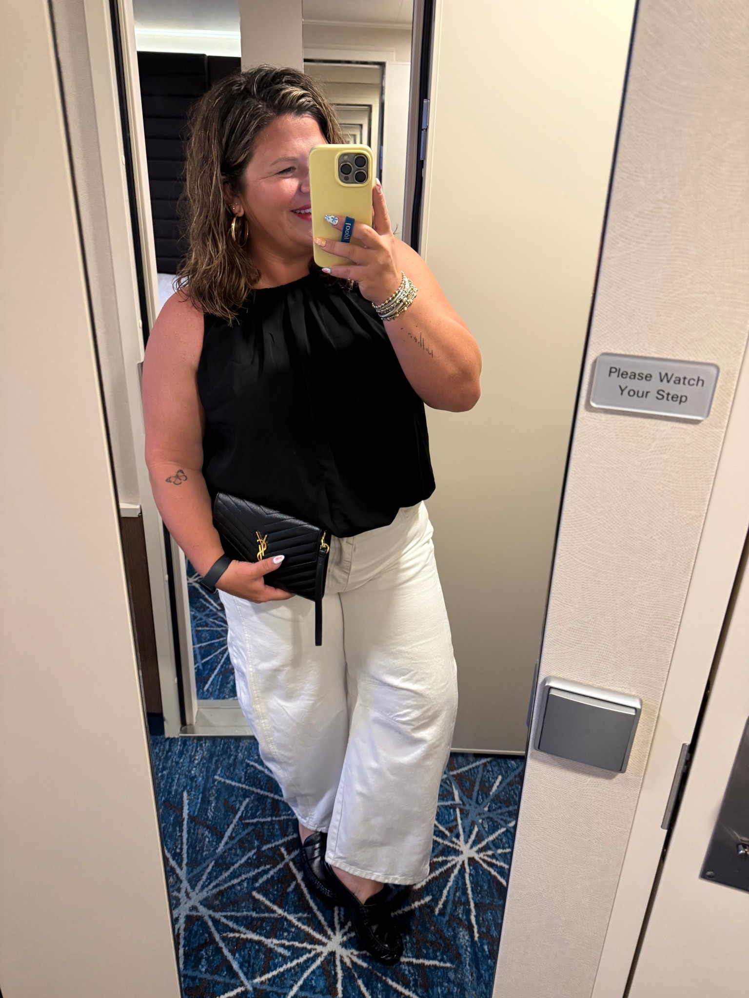 OOTN 🚢 night 5
Top Amazon 
Jeans FP-size down 1 size 
Hoops- Target-linked similar 
Bag and shoes YSL
Loopy case code: mstanforss

#LTKTravel #LTKootd #LTKMidsize