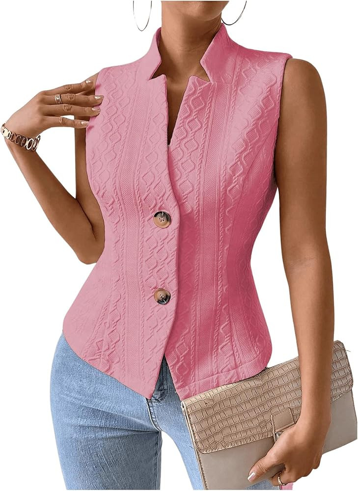 Milumia Women's Sleeveless Blazer Jackets Dressy Casual Lightweight Button Front Work Office Vest... | Amazon (US)
